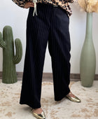 Pantalon noir fines rayures