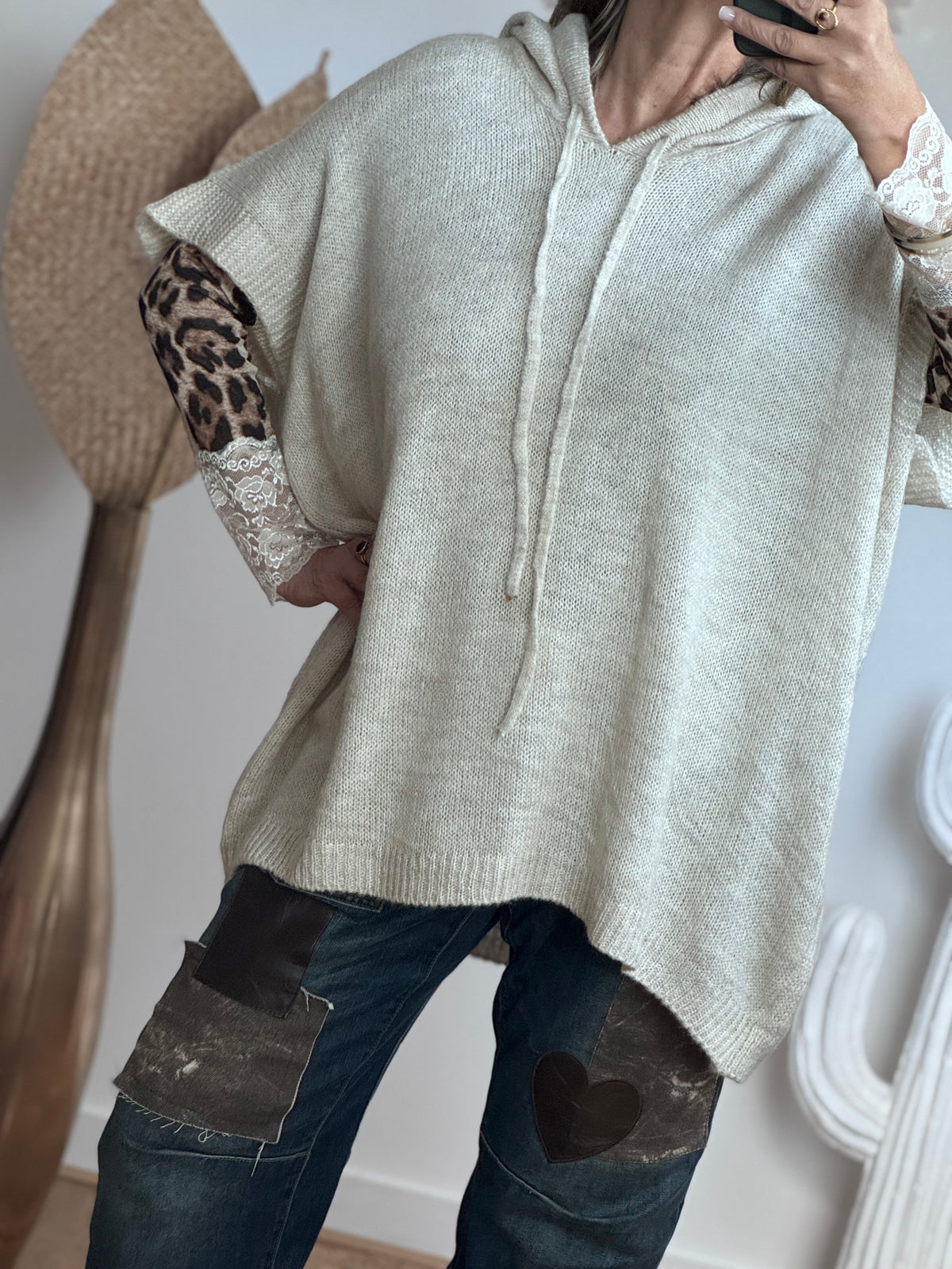 Pull oversize crème