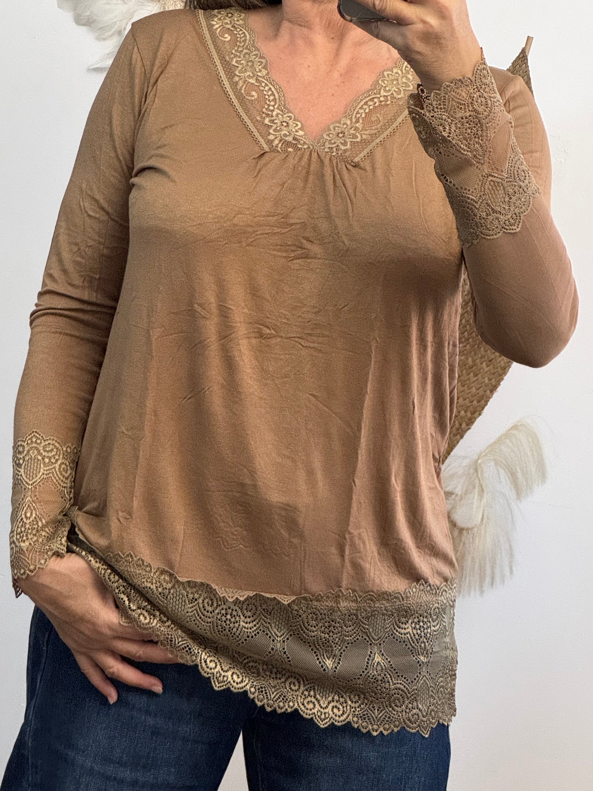 Top dentelle moka TU 40/46 et 46/50