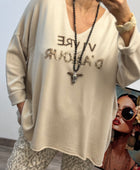 Pull beige vivre d’amour TU 40/50