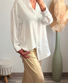 Chemise oversize longue blanche liseret brillant ✨