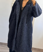 Manteau bouclette bleu capuche noire