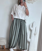 Pantalon Aladin rayé kaki joli forme TU 44/50