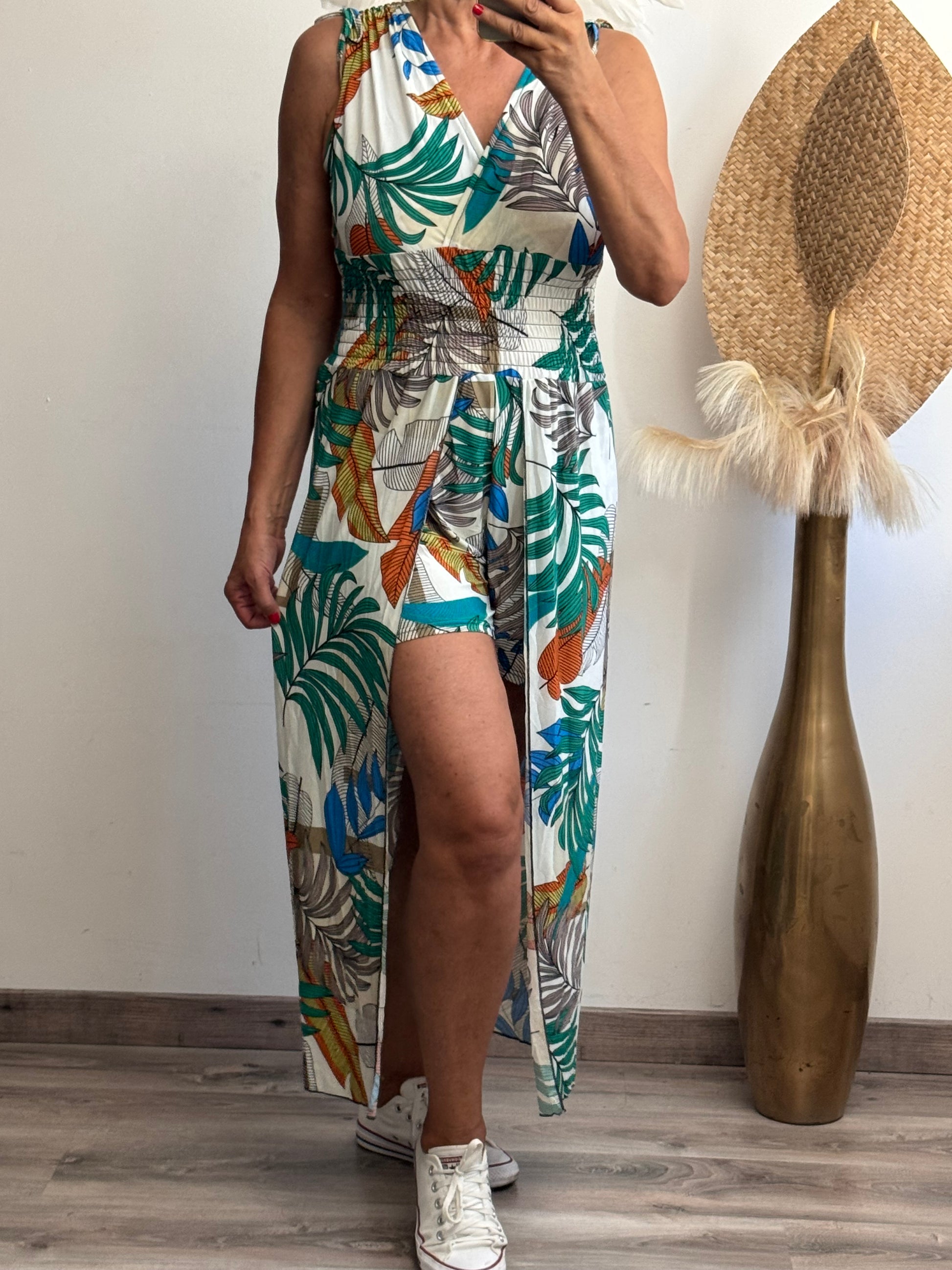 Robe short imprimée vert