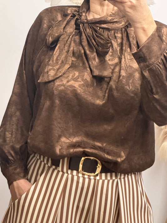 Blouse noeud marron TU 38/46