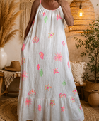 Robe à bretelles assez longue blanche