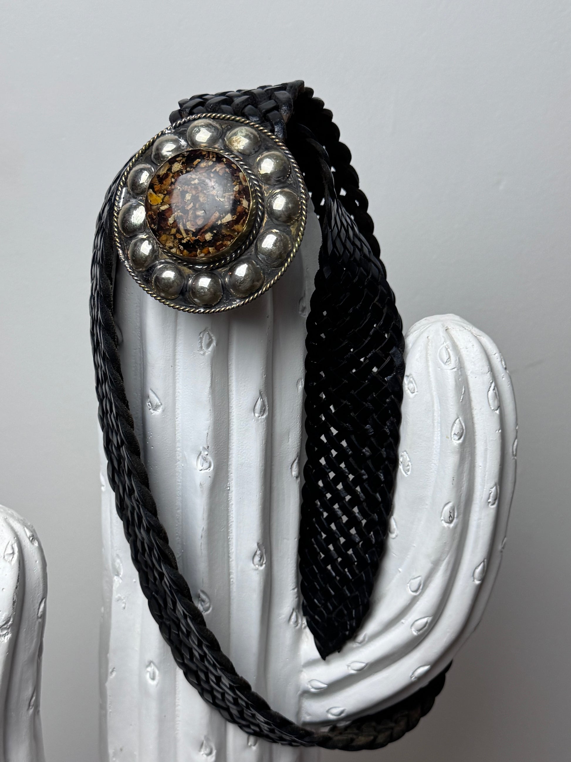 Ceinture cuir tressé noir