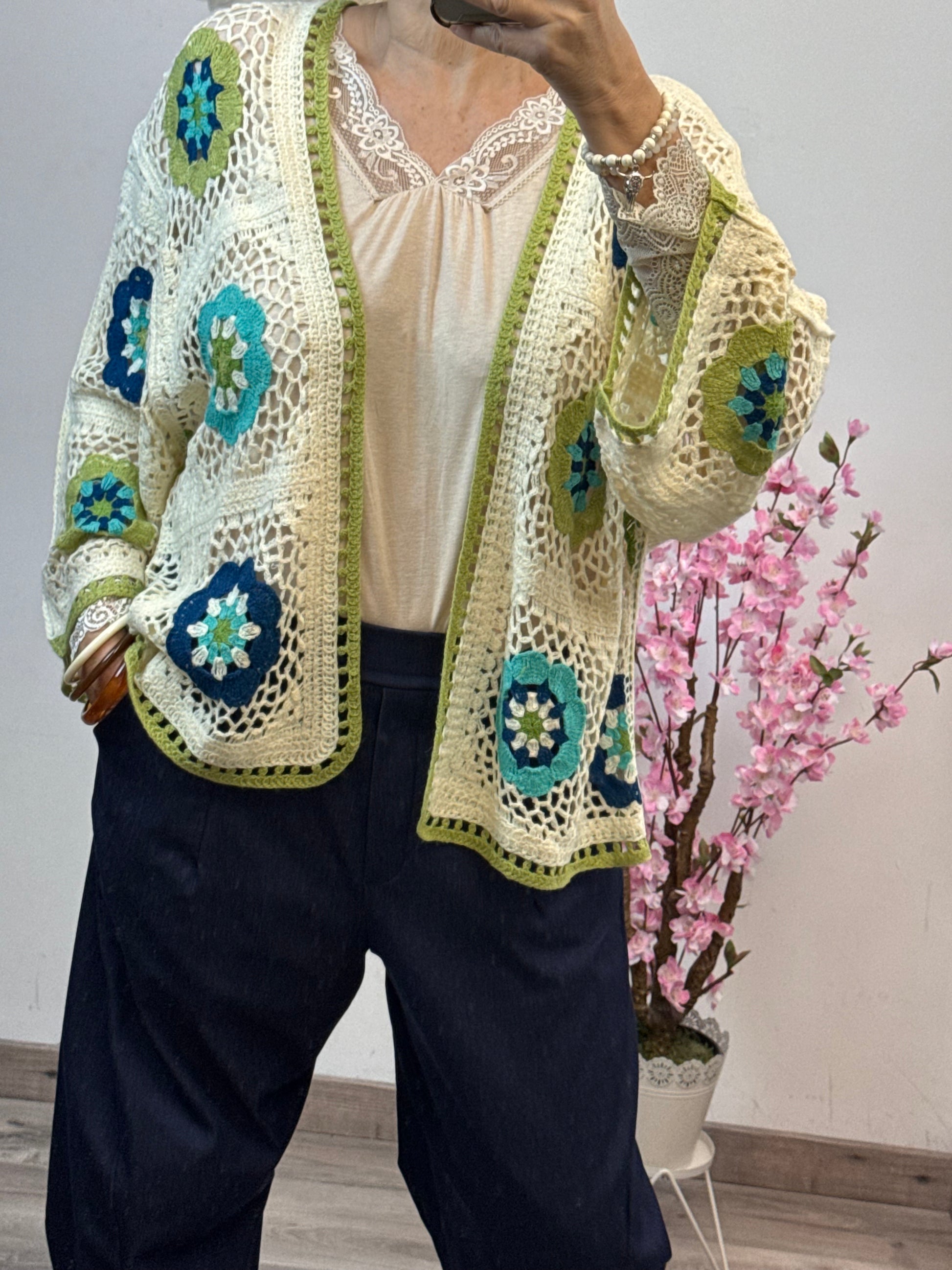 Gilet bohème fleurs TU 42/48