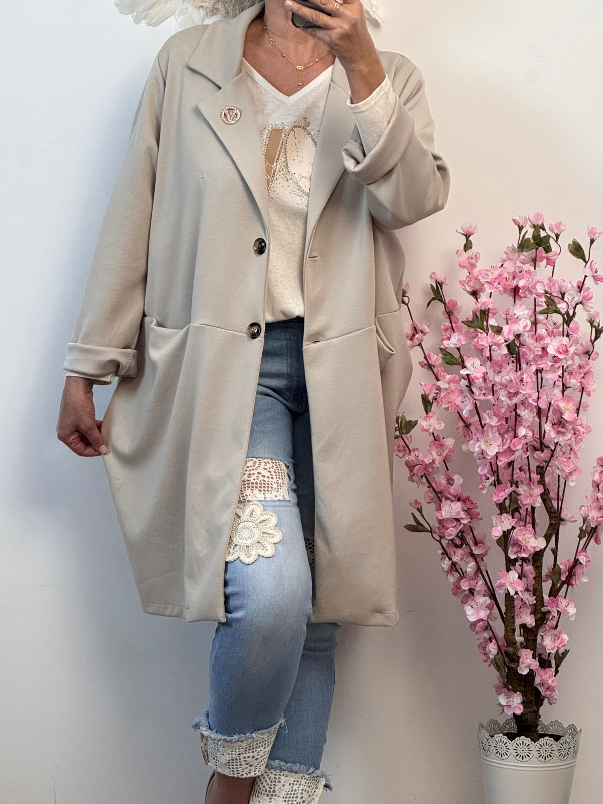 Veste longue casuel beige TU 46/52