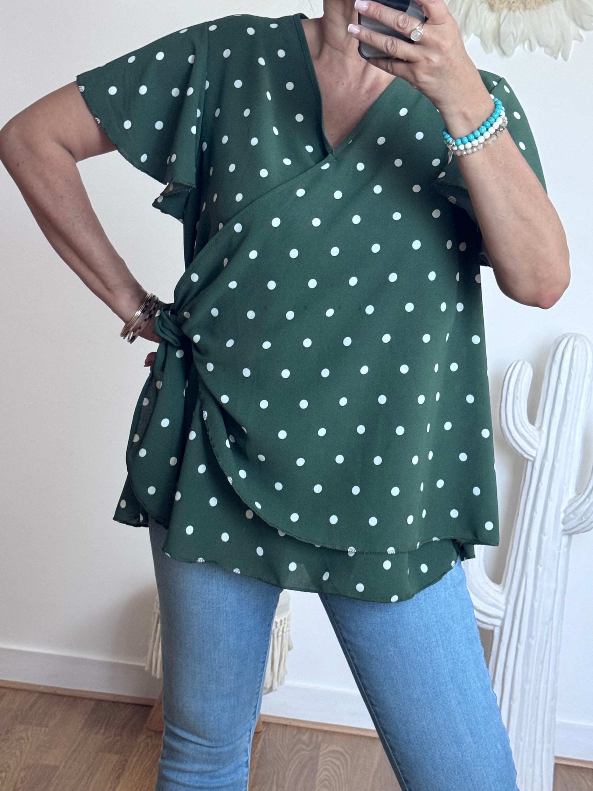 Blouse pois kaki TU 44/50