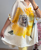 Chemise évasée fleurs jaune TU 38/46