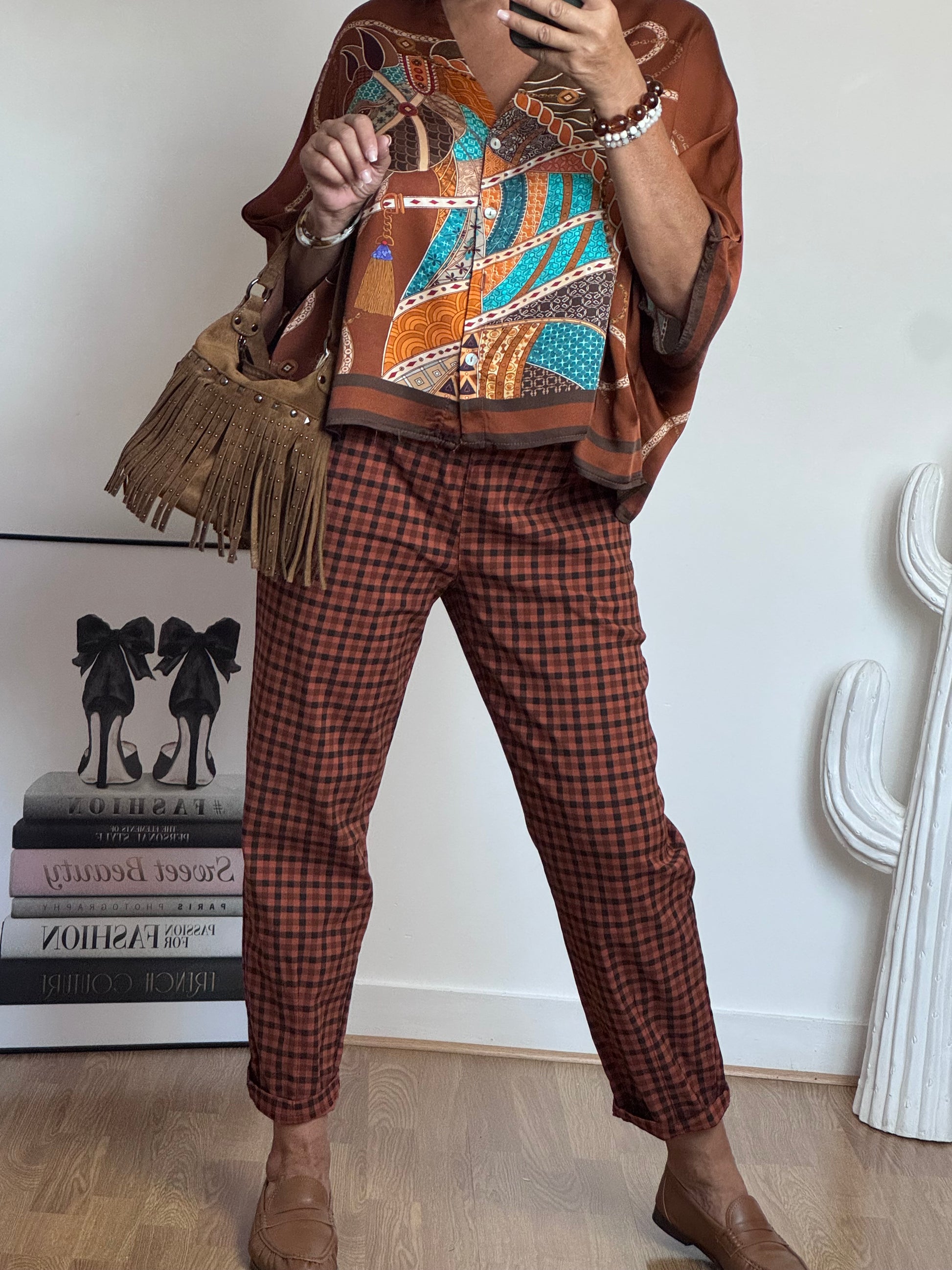 Pantalon vichy terracotta