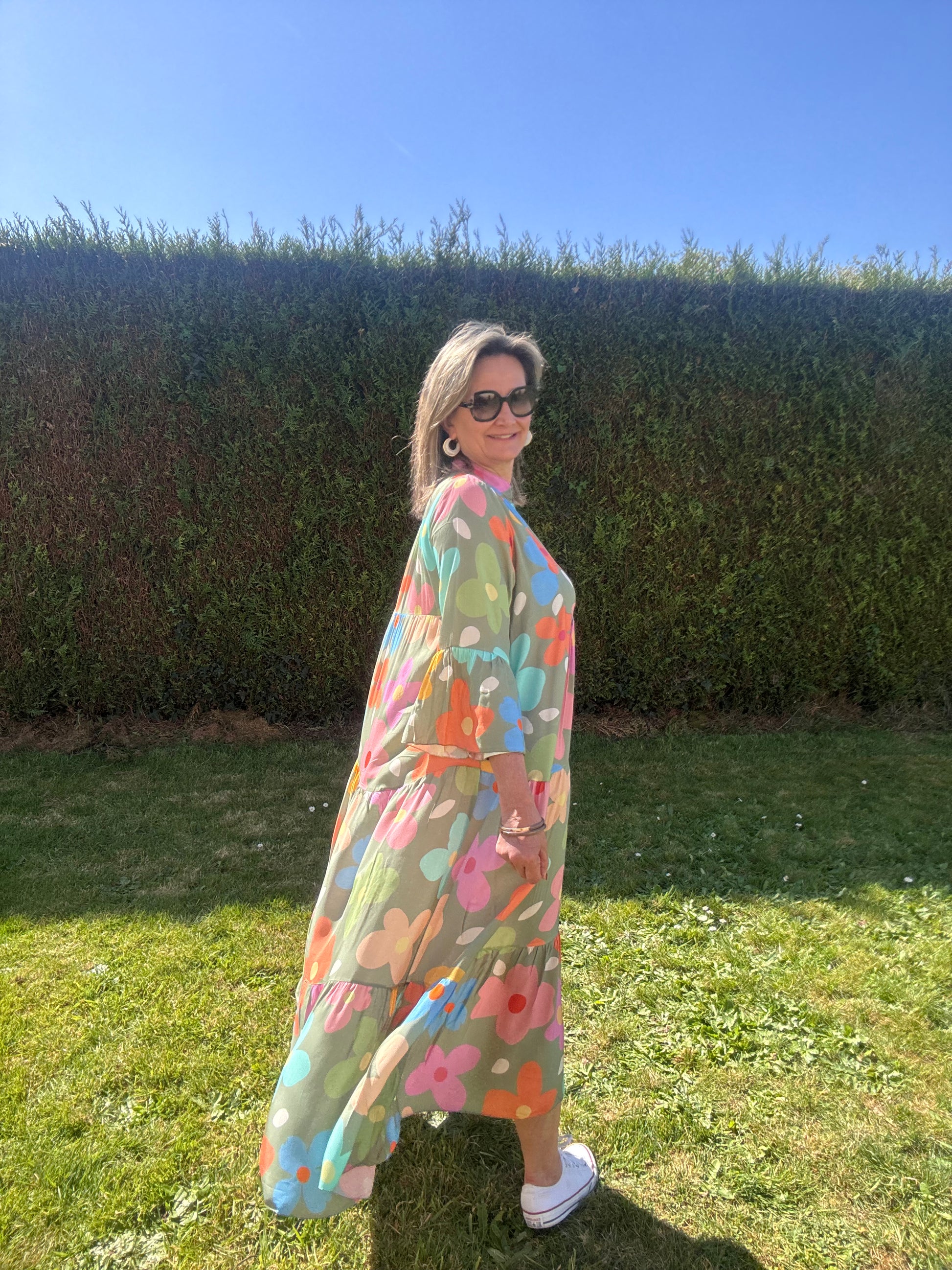 Robe kaki Floral multicolore