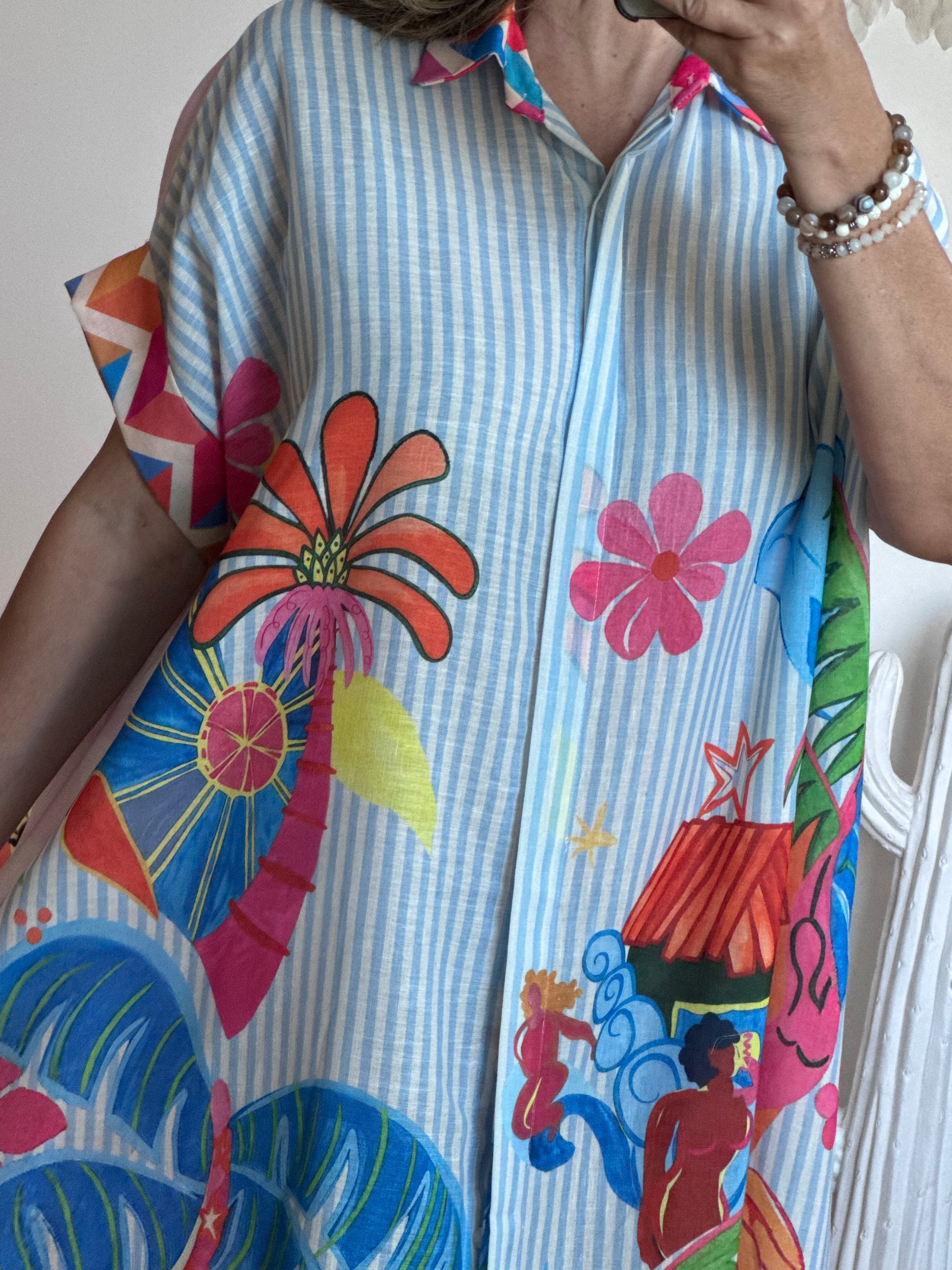 Robe chemise rayée multicolore