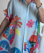 Robe chemise rayée multicolore