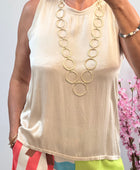 Débardeur Théo beige bi matière