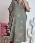 Robe gaze de coton kaki