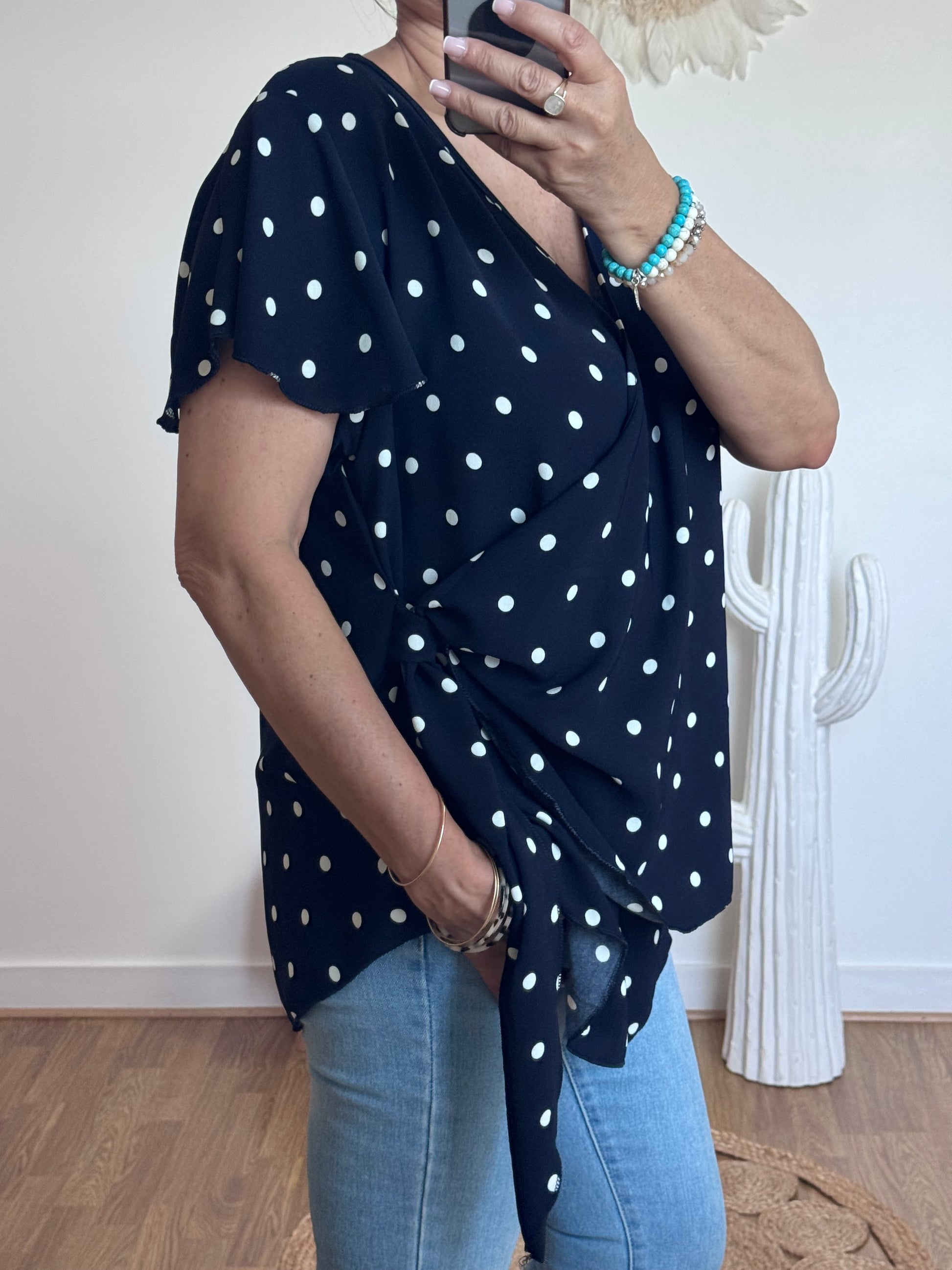 Blouse pois marine TU 44/59