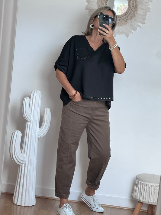 Jeans barrel taupe