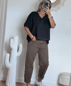 Jeans barrel taupe