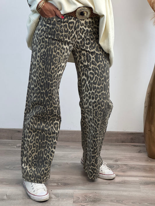 Jeans wide leg leopard