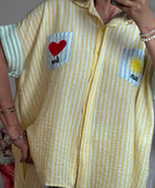 Chemise oversize rayée jaune
