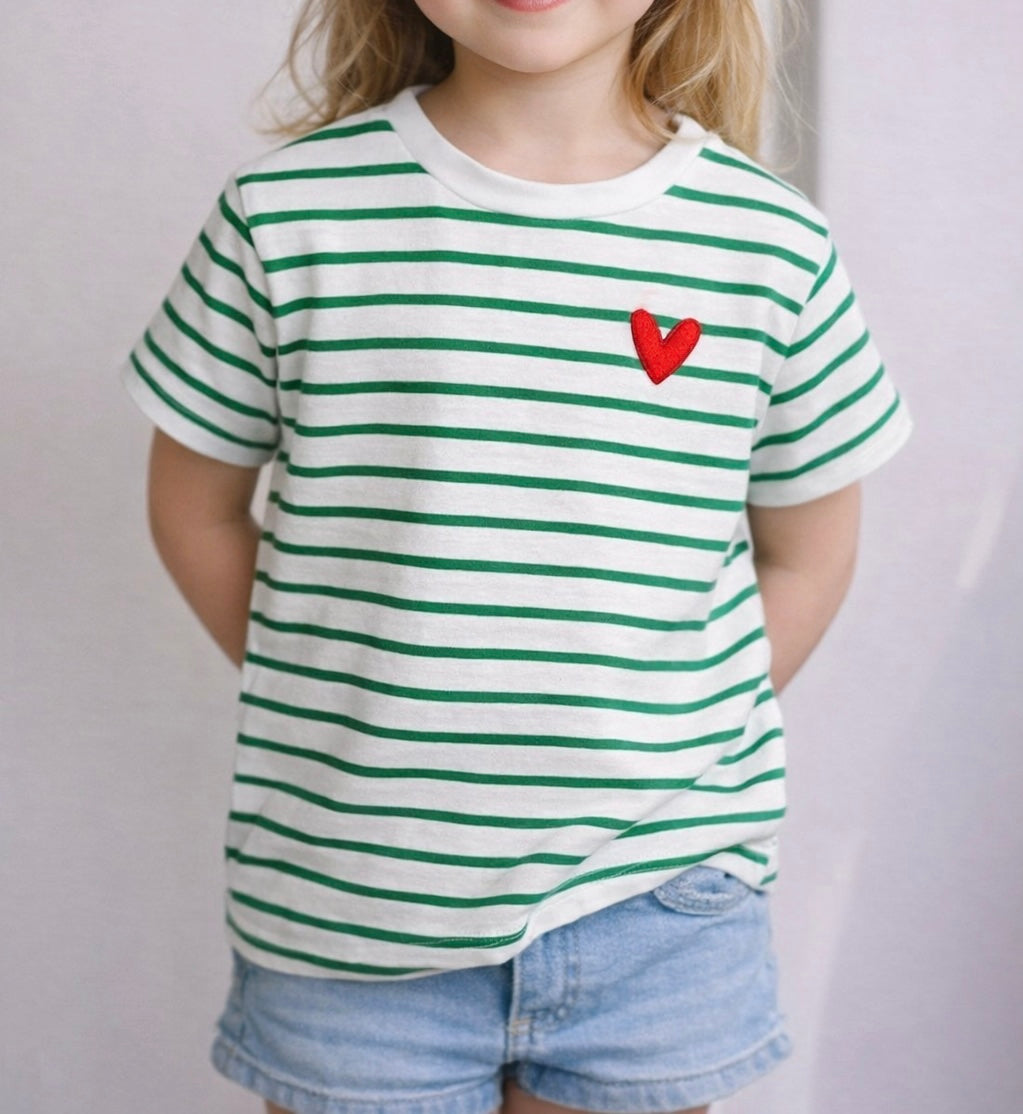 Teeshirt rayures vertes enfants ❤️
