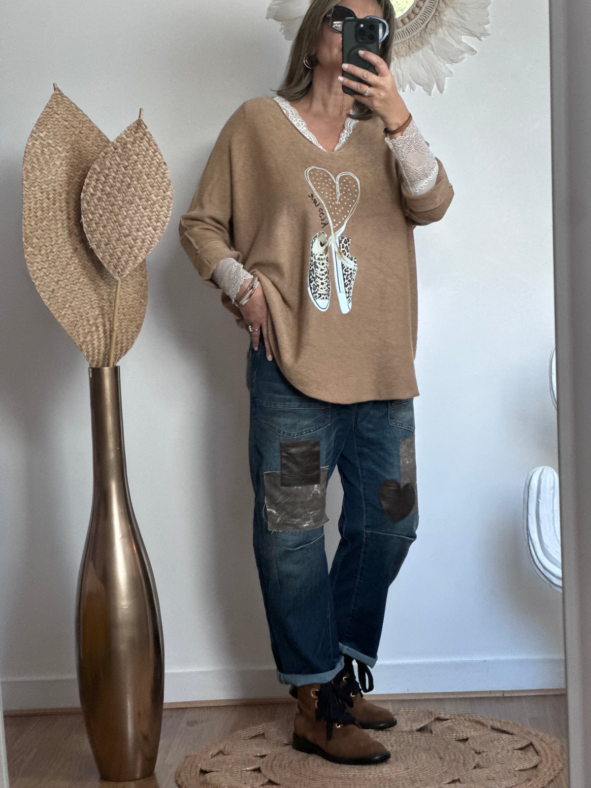 Pull kiss love joli forme camel