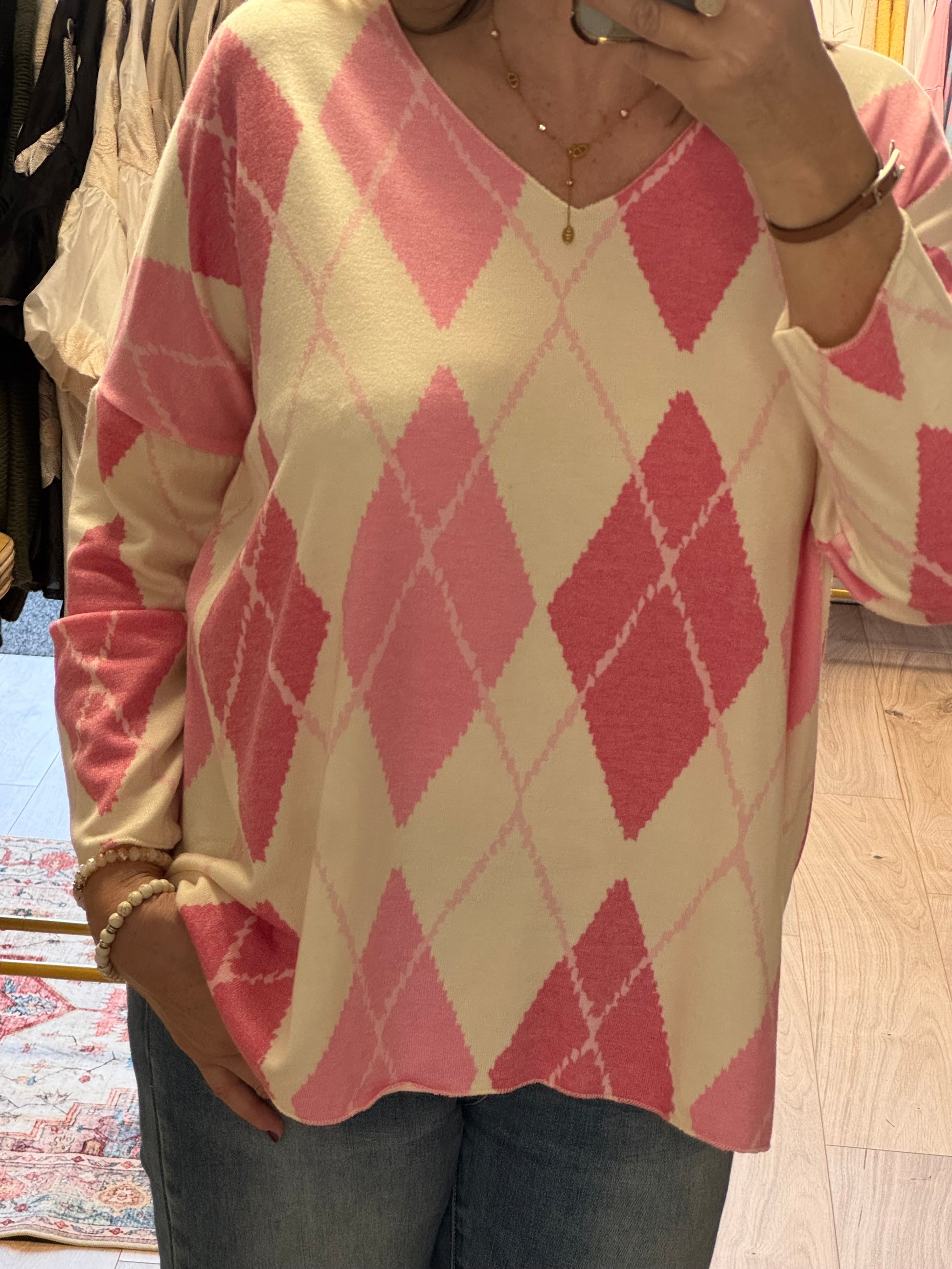 Pull jacquard rose TU 44/50