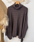 Pull col roulé marron TU 44/54