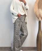Jeans wide leg leopard