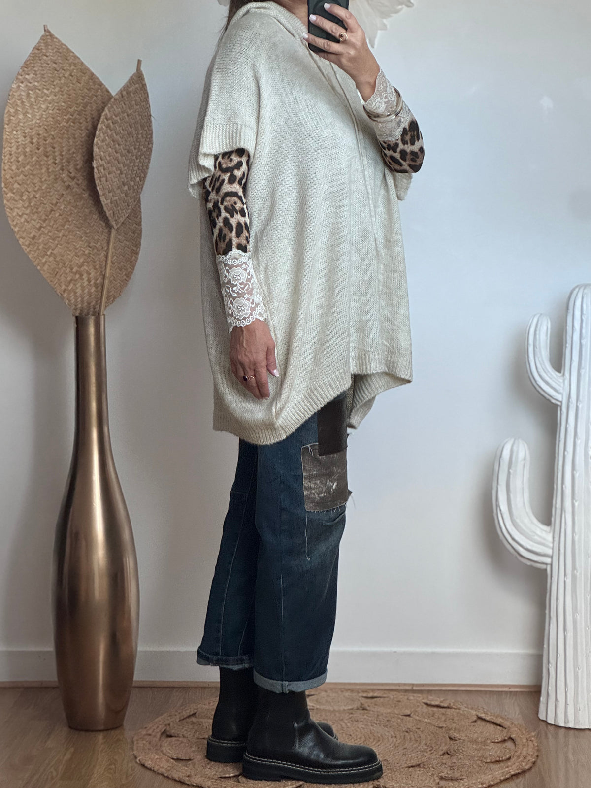 Pull oversize crème