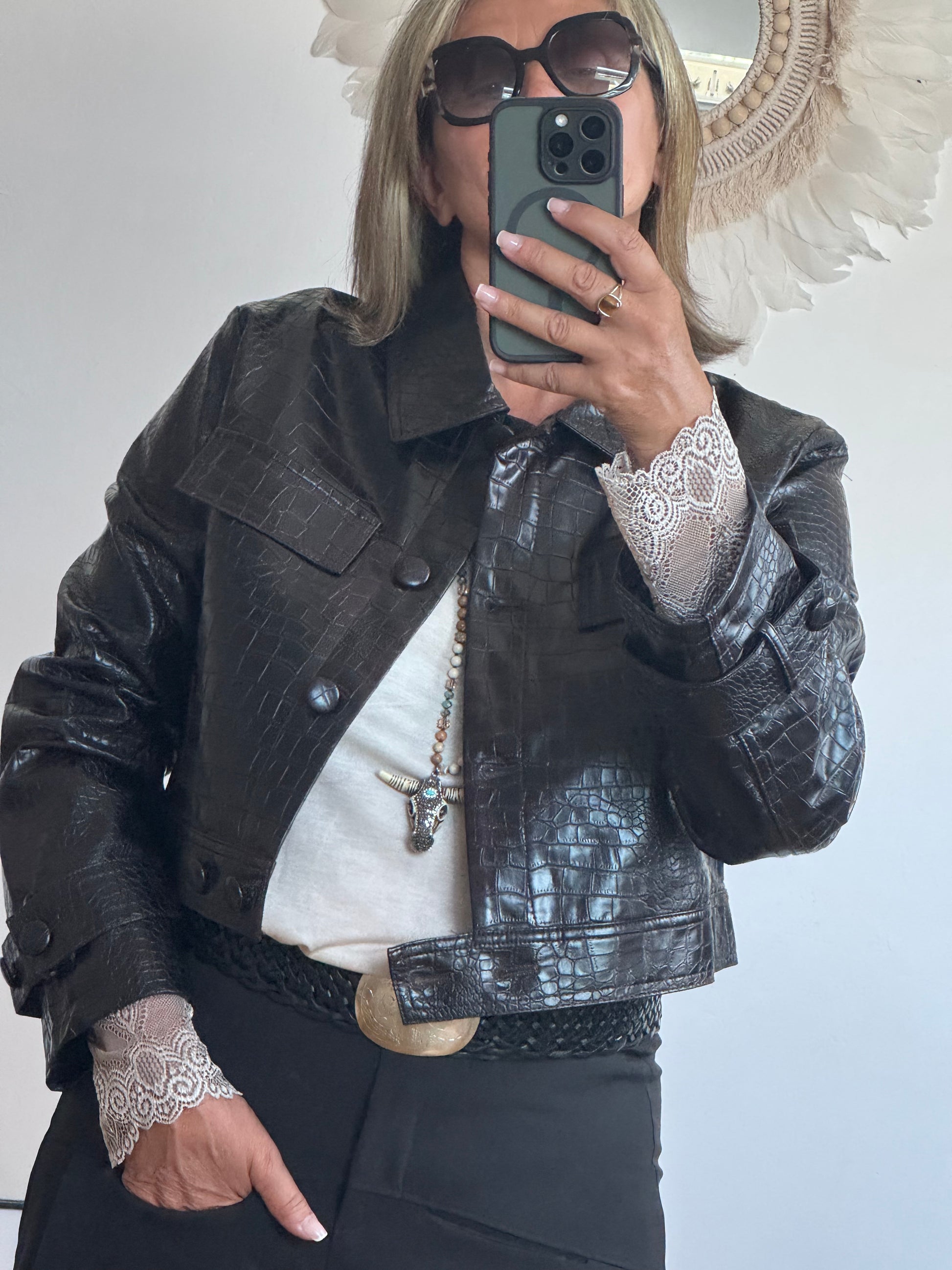 Blouson similicuir croco TU 36/44