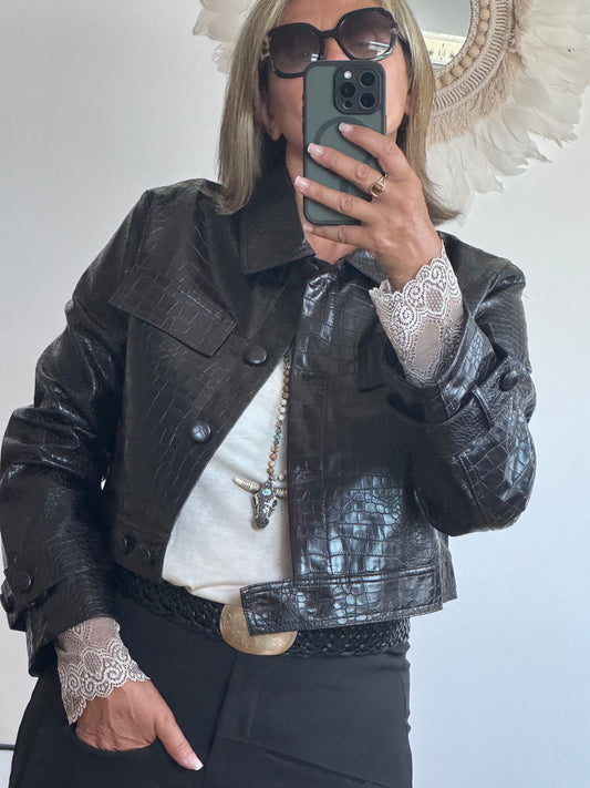 Blouson similicuir croco TU 36/44