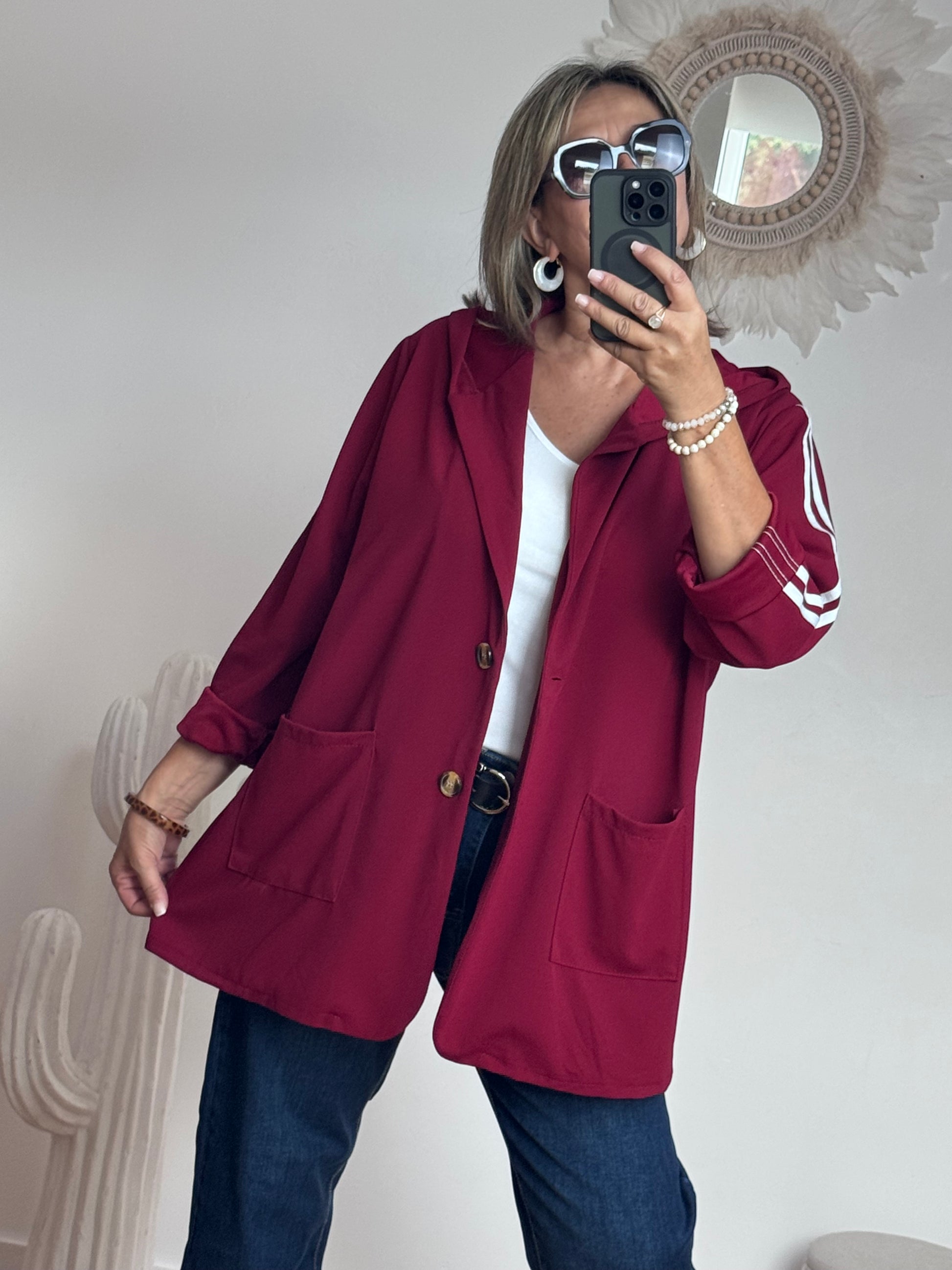 Veste casuel bordeaux jolie forme