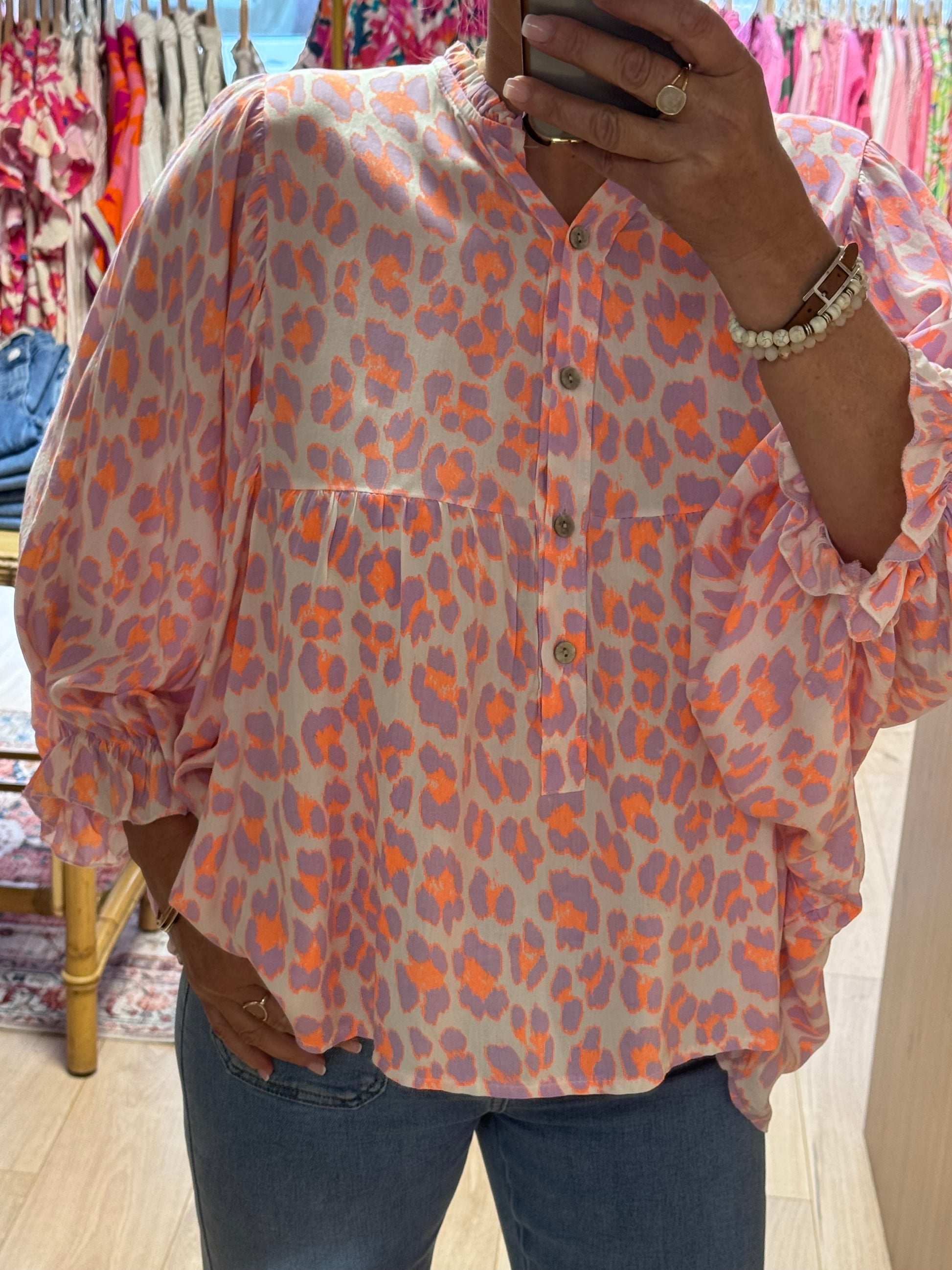 Blouse Léo Lila et corail
