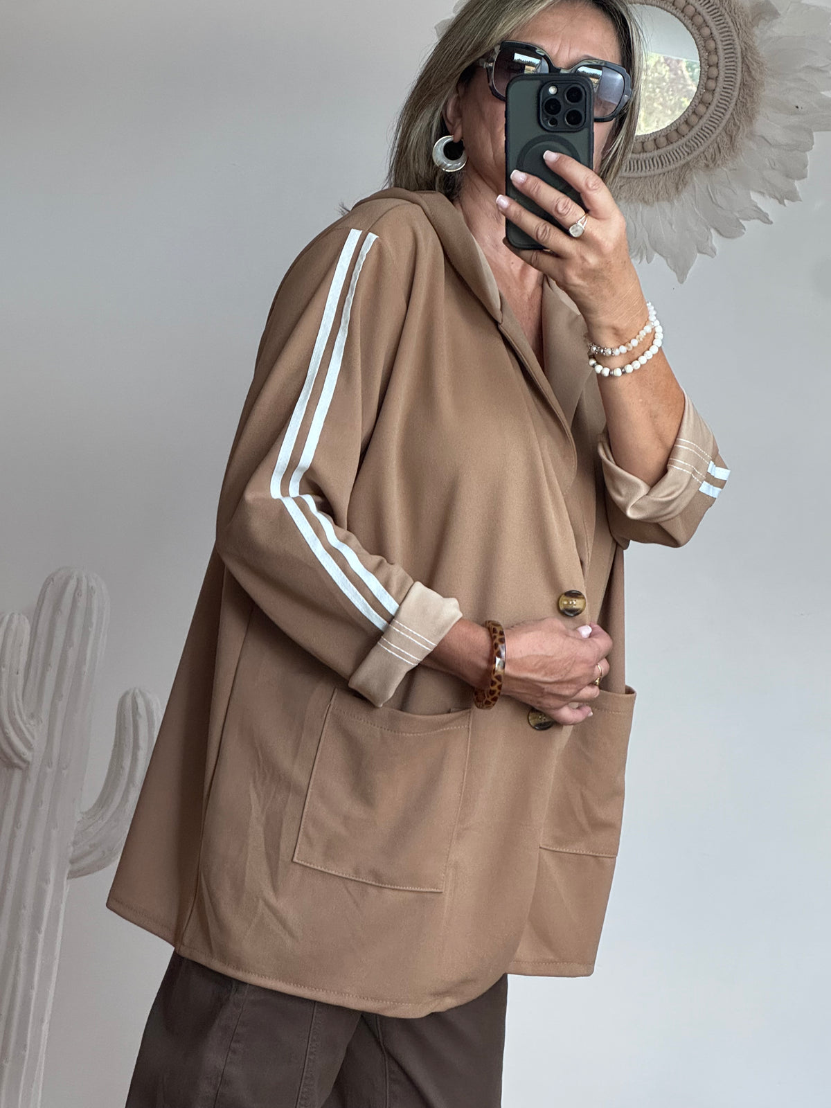 Veste casuel camel jolie forme