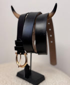 Ceinture cuir noir boucle dorée
