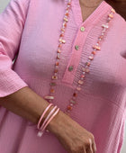 Robe longue gaz de coton rose bonbon