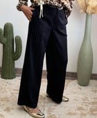 Pantalon noir fines rayures