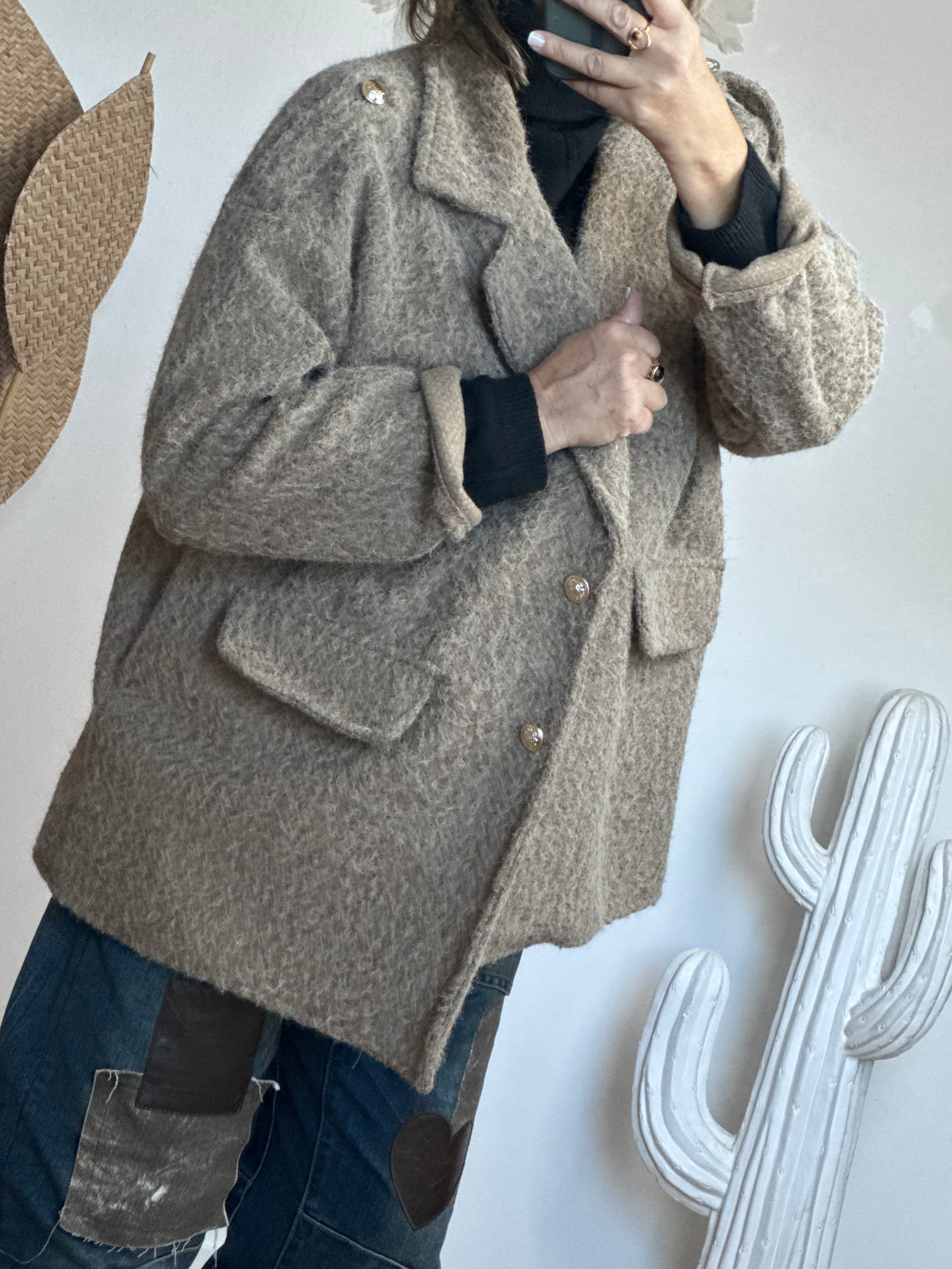 Veste moumoute taupe