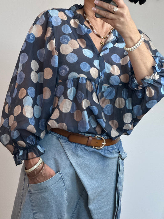 Blouse Louisette en tencel bleu