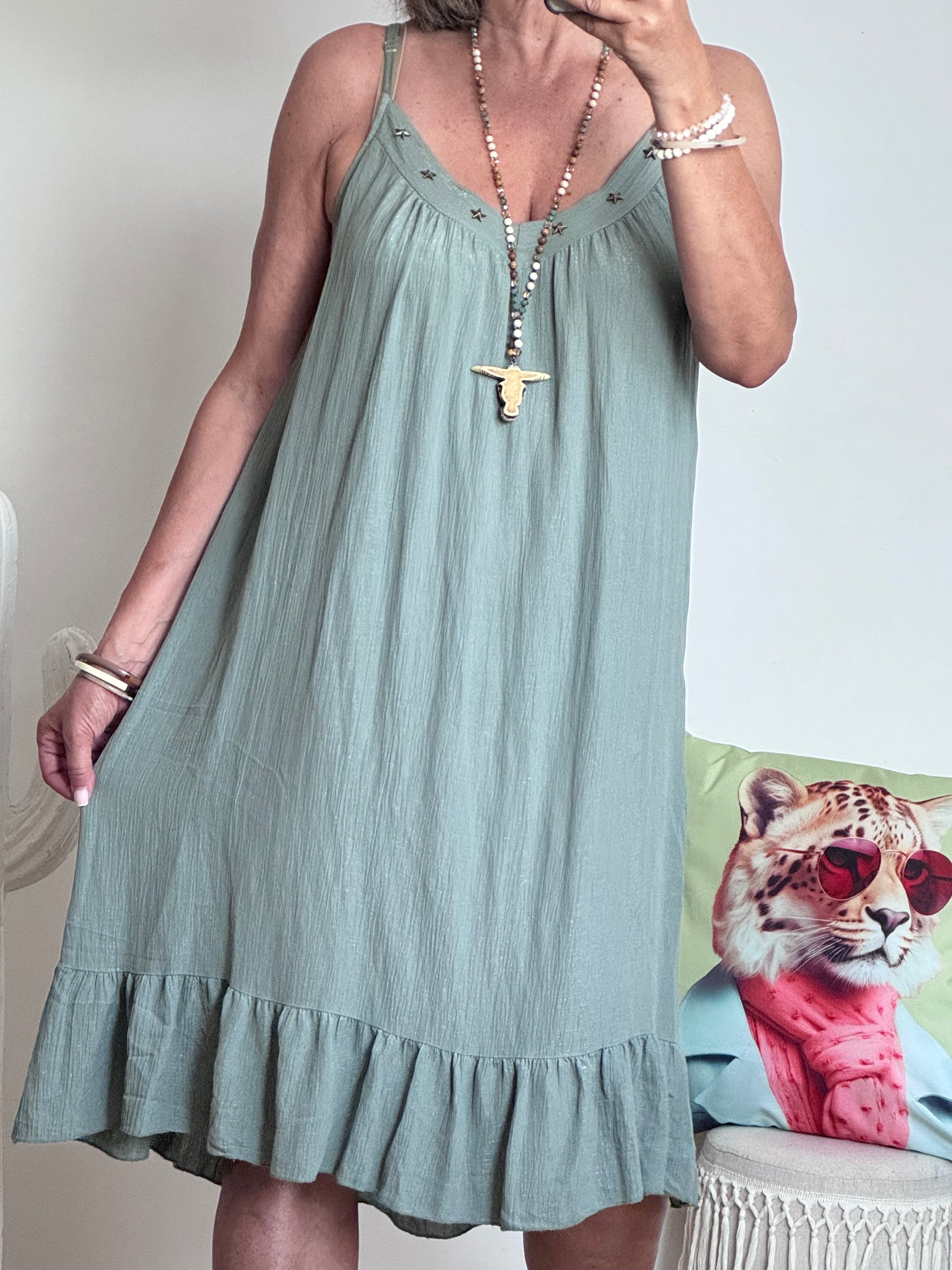 Robe d’été à bretelles kaki
