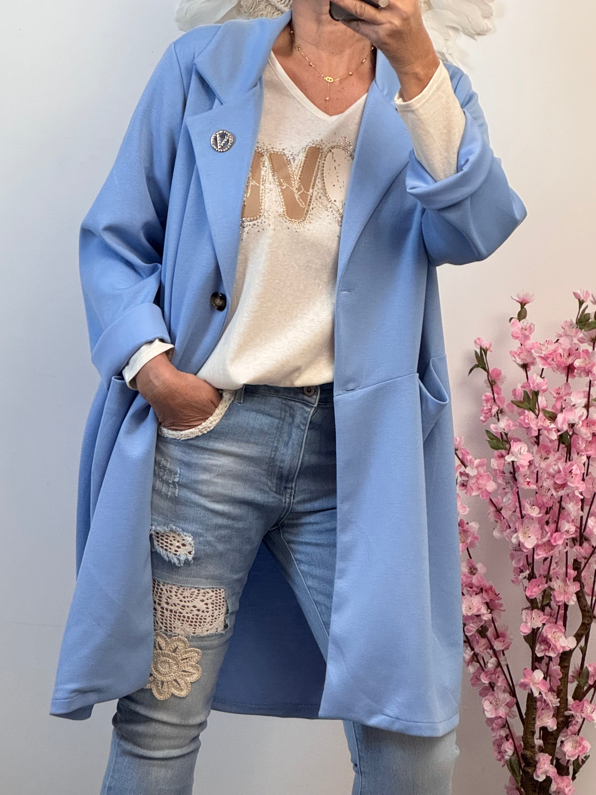 Veste longue Casuel bleue TU 46/52