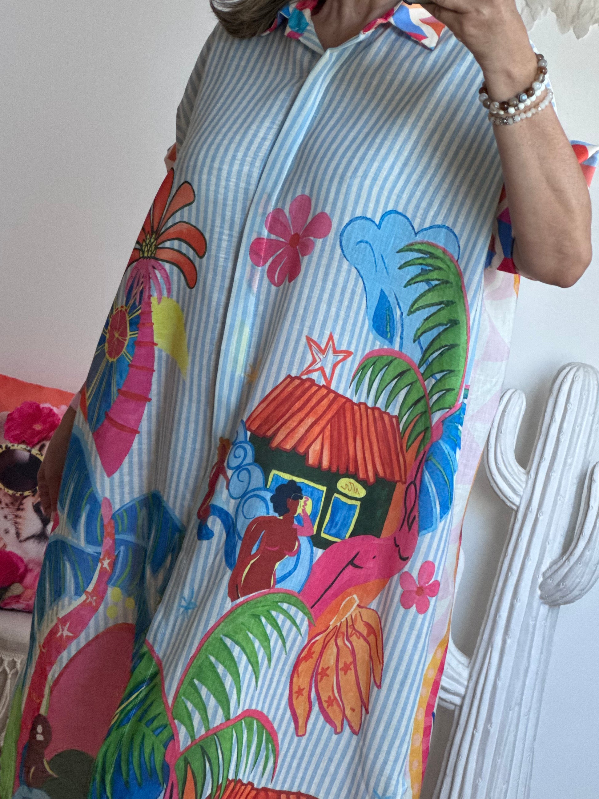 Robe chemise rayée multicolore