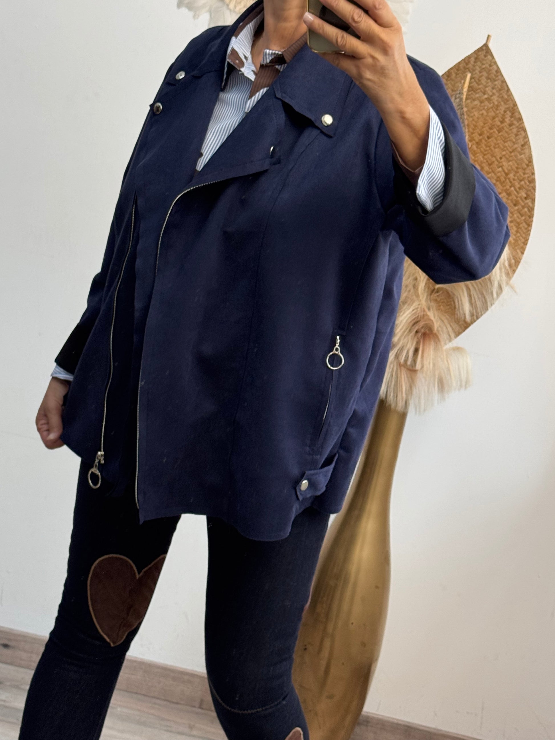 Blouson perfecto suédine marine TU 46/52