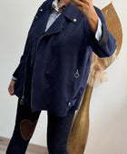 Blouson perfecto suédine marine TU 46/52