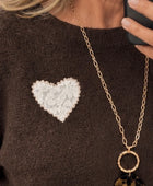 Pull cœur marron