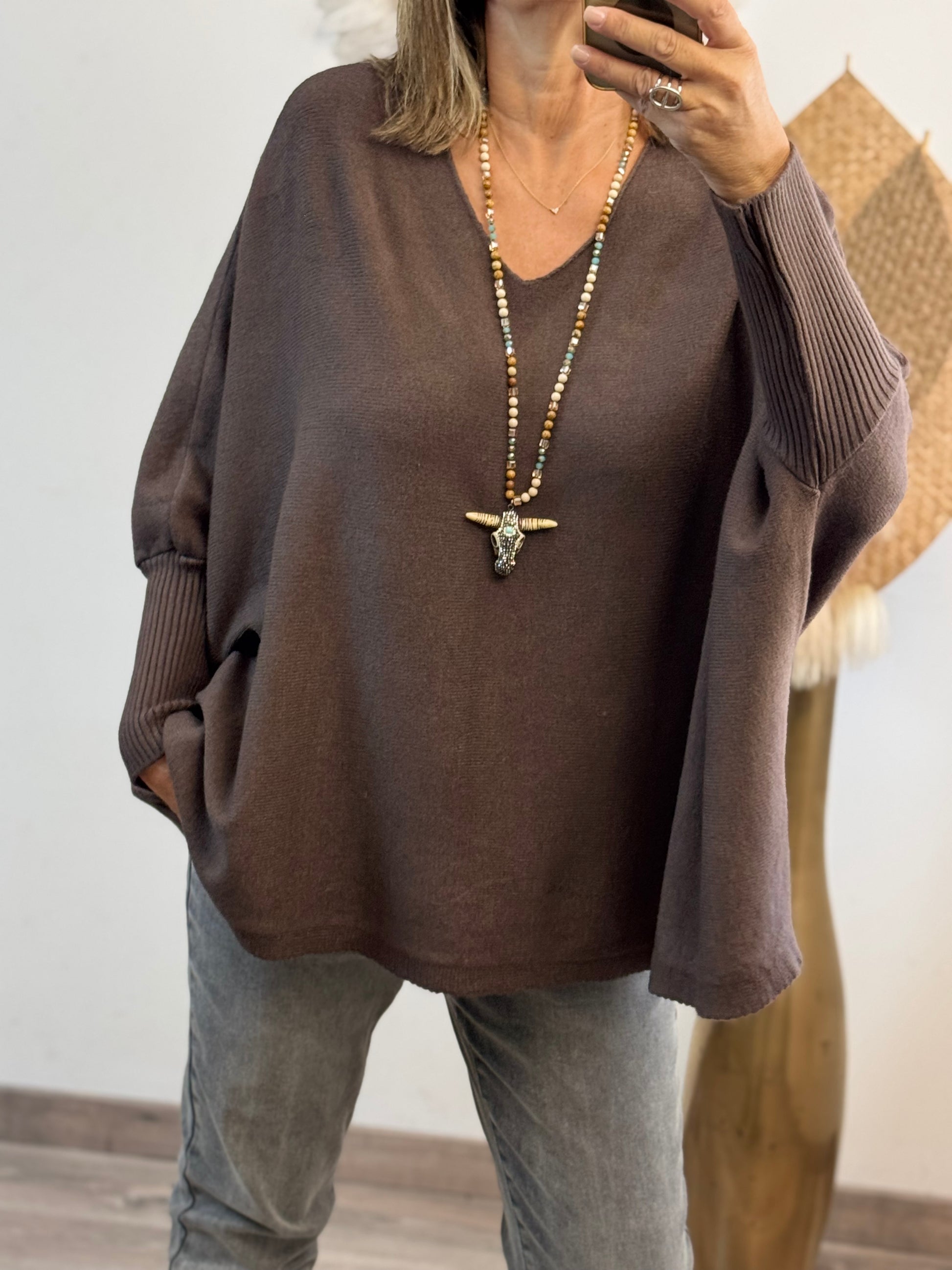 Pull Lucas oversize marron TU 44/54