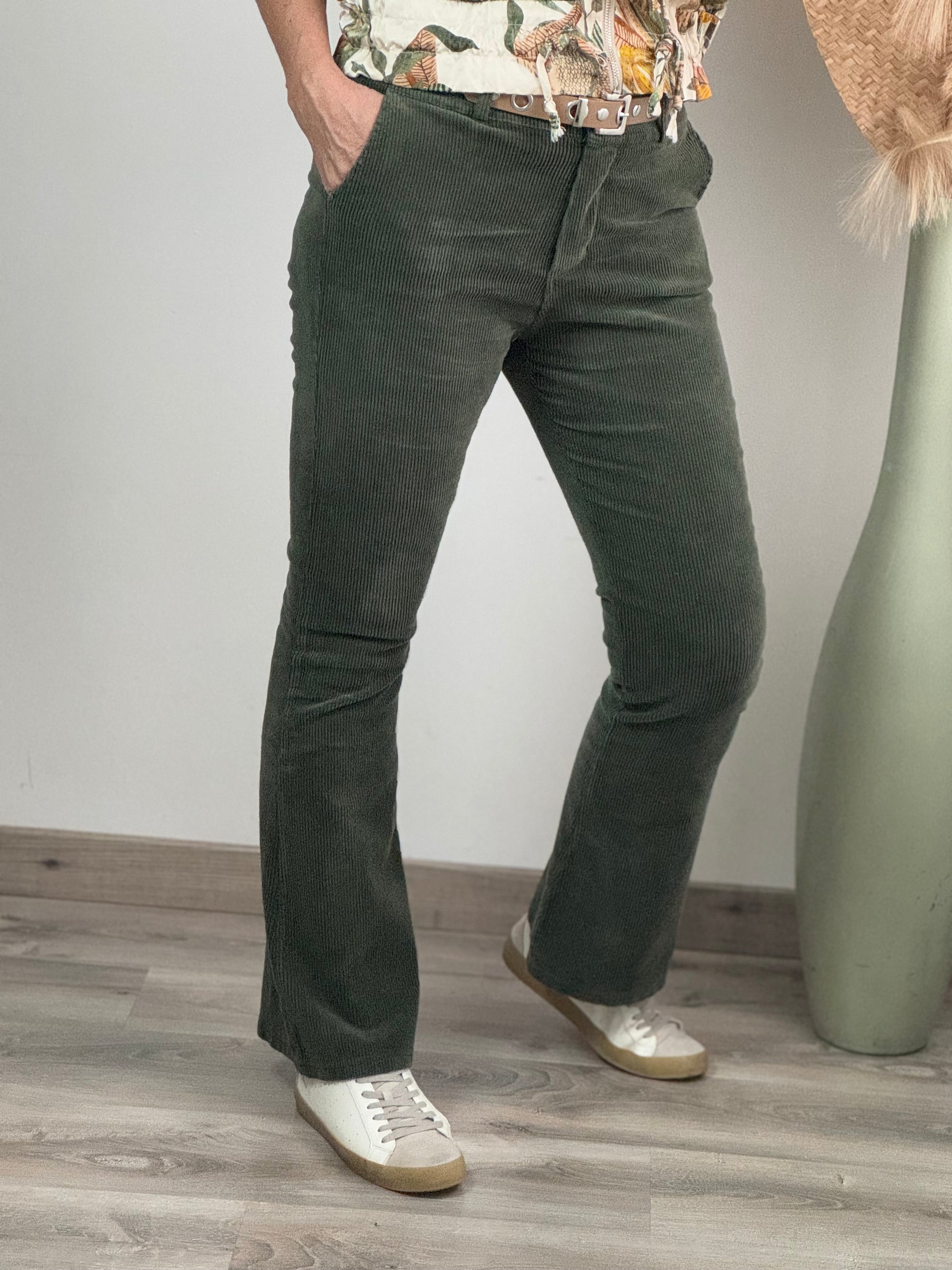 Pantalon Flare velours kaki